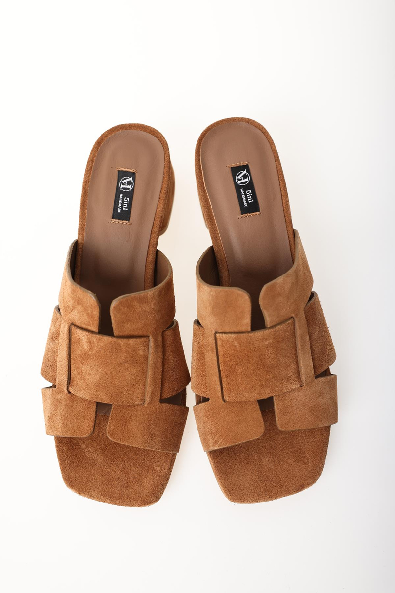 Taba Topuklu Süet Terlik 25188