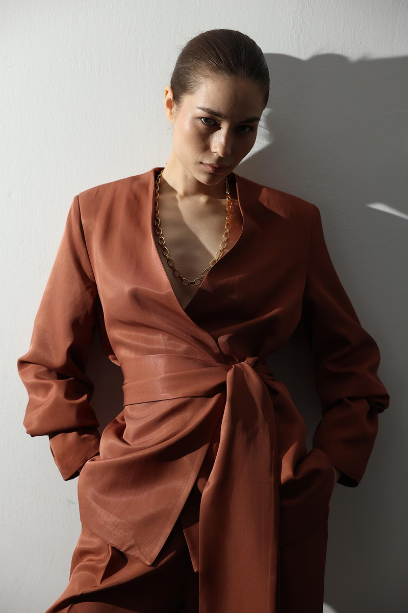 Tarçın Kuşaklı Blazer Ceket 131042