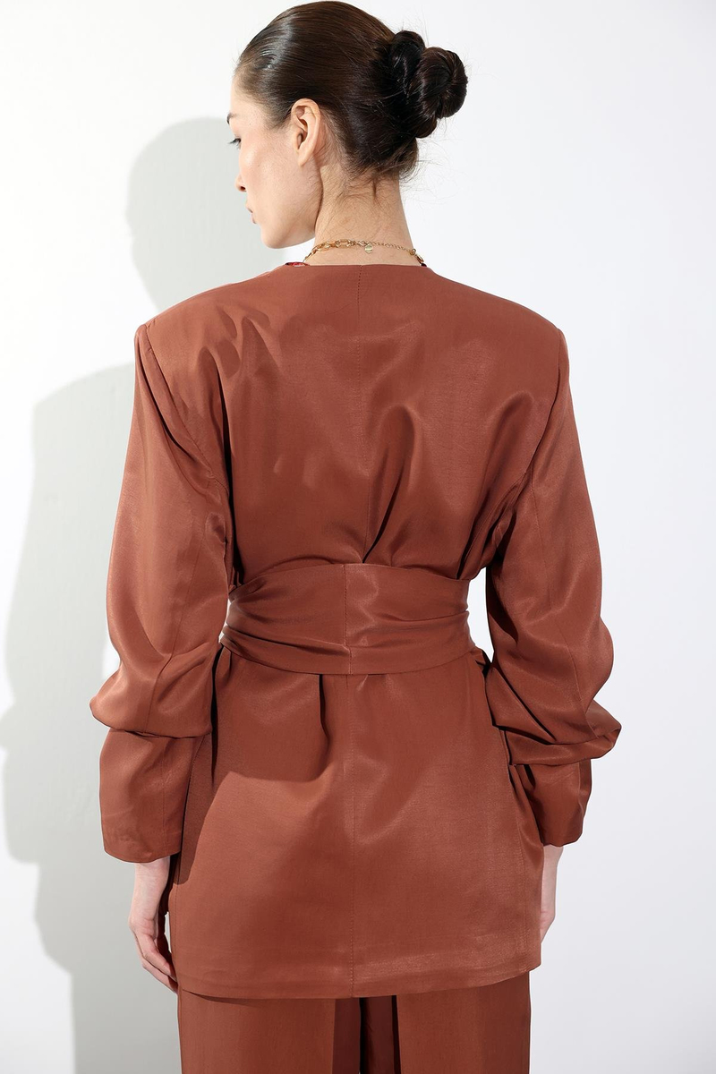 Tarçın Kuşaklı Blazer Ceket 131042