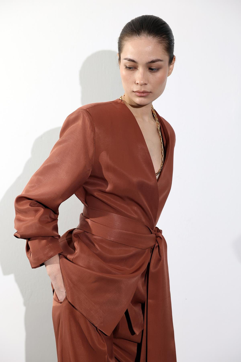 Tarçın Kuşaklı Blazer Ceket 131042