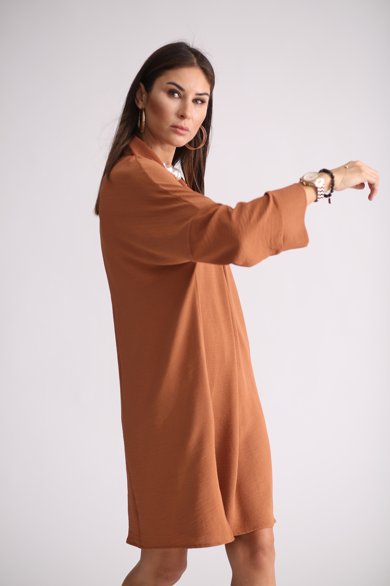Tarçın Oversize Tek Pile Elbise 