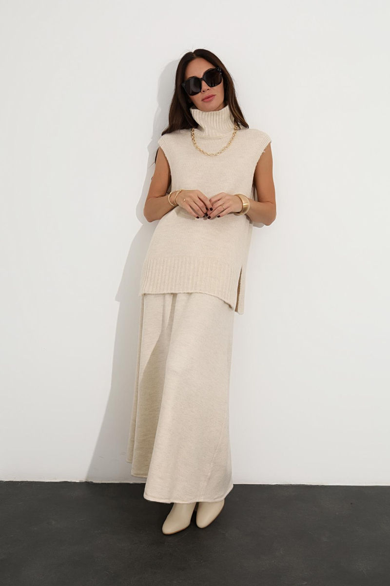 Taş Balıkçı Yaka Kazak Etek Takım 230157