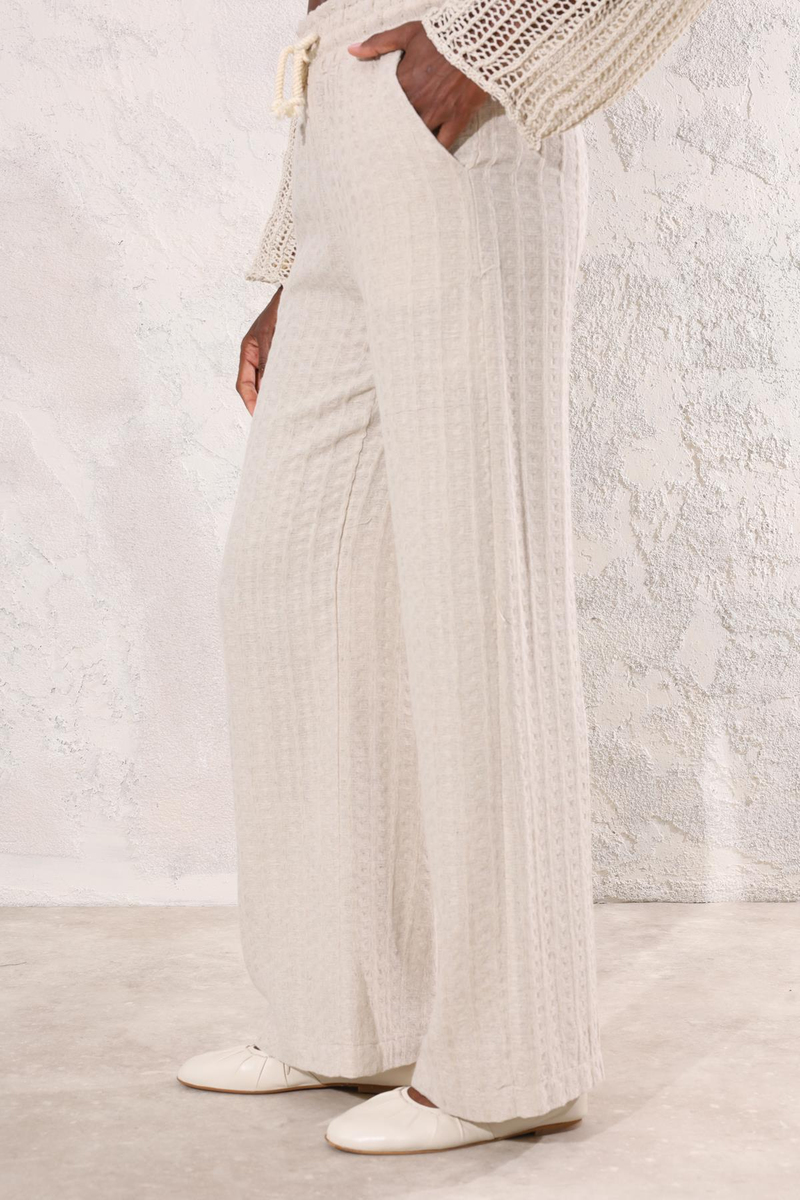 Taş Beli Lastikli Keten Pantolon 2770