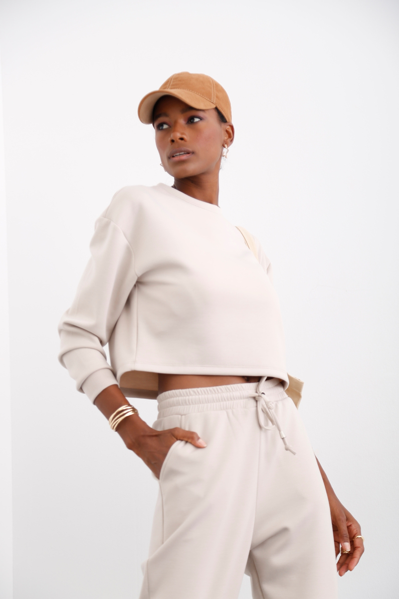 Taş Bisiklet Yaka Basic Sweatshirt 25515