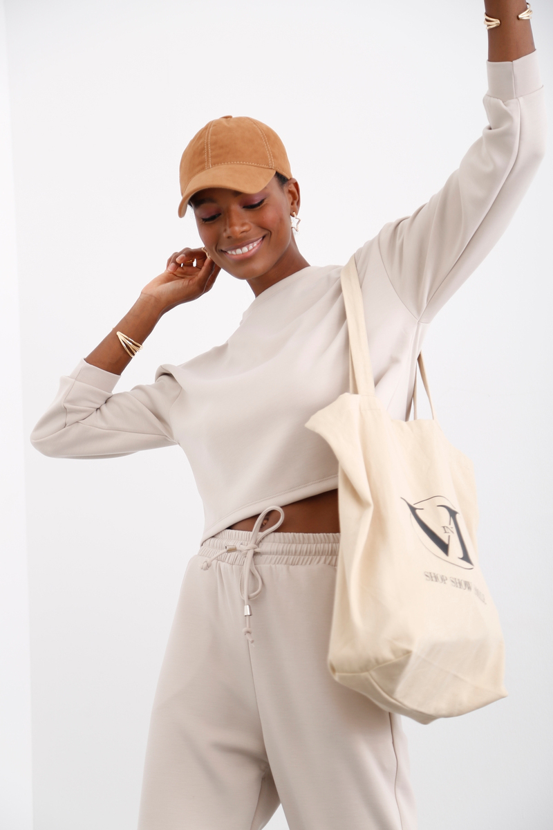 Taş Bisiklet Yaka Basic Sweatshirt 25515