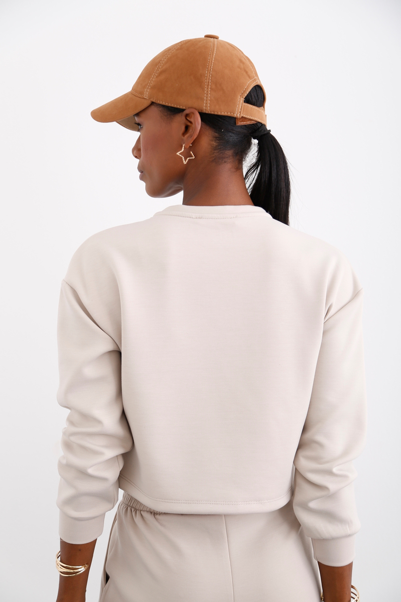 Taş Bisiklet Yaka Basic Sweatshirt 25515