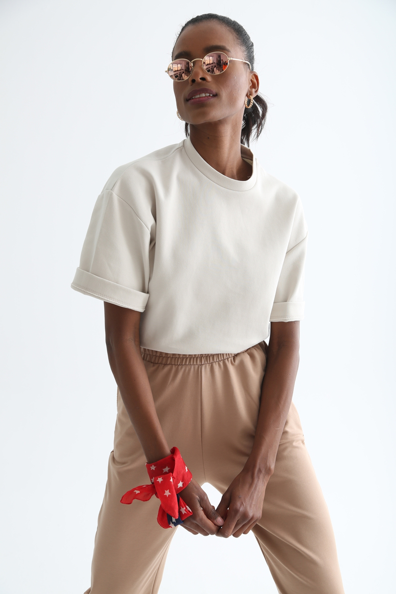 Taş Bisiklet Yaka Basic Tshirt 