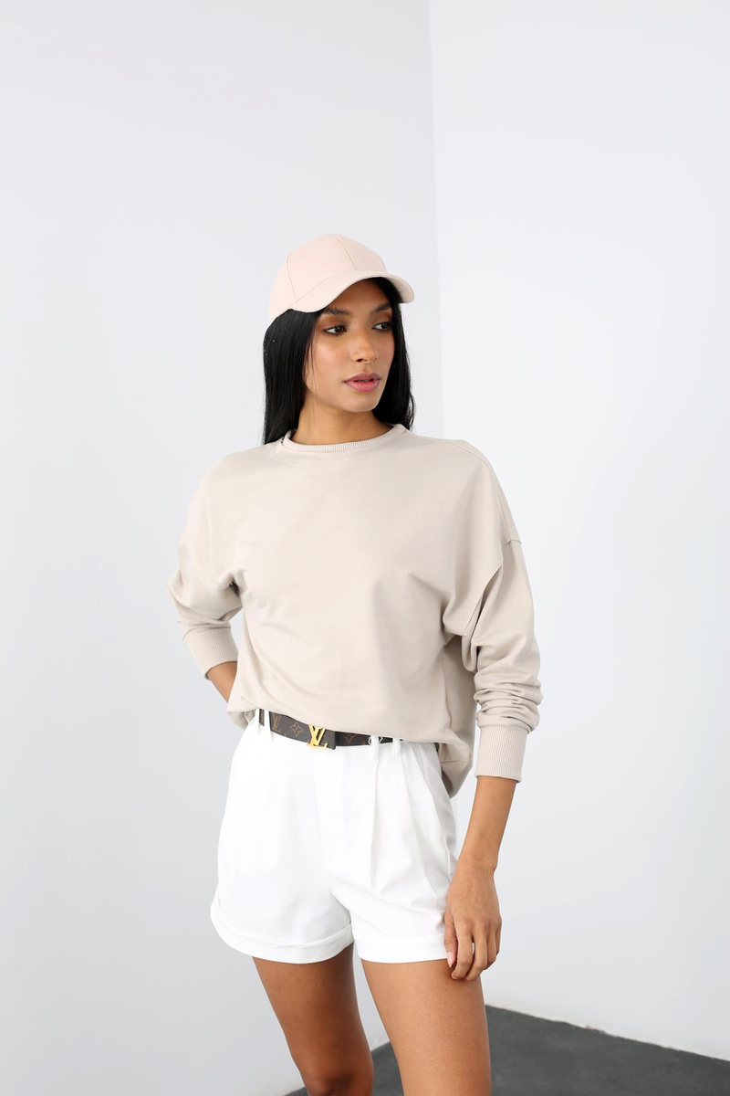 Taş Bisiklet Yaka Sweatshirt 