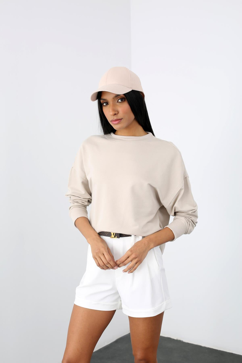 Taş Bisiklet Yaka Sweatshirt 