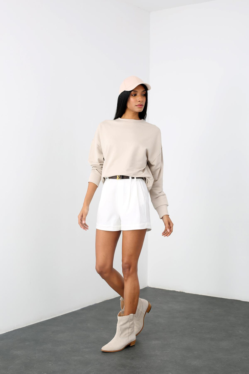 Taş Bisiklet Yaka Sweatshirt 