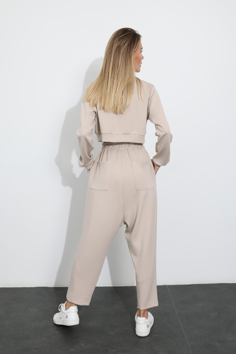 Taş Crop Sweatshirt Eşofman Takım 1238