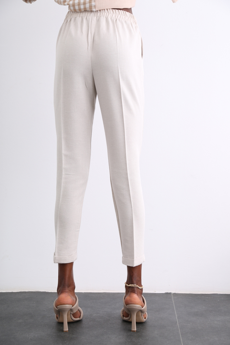Taş Duble Paça Keten Pantolon 50394