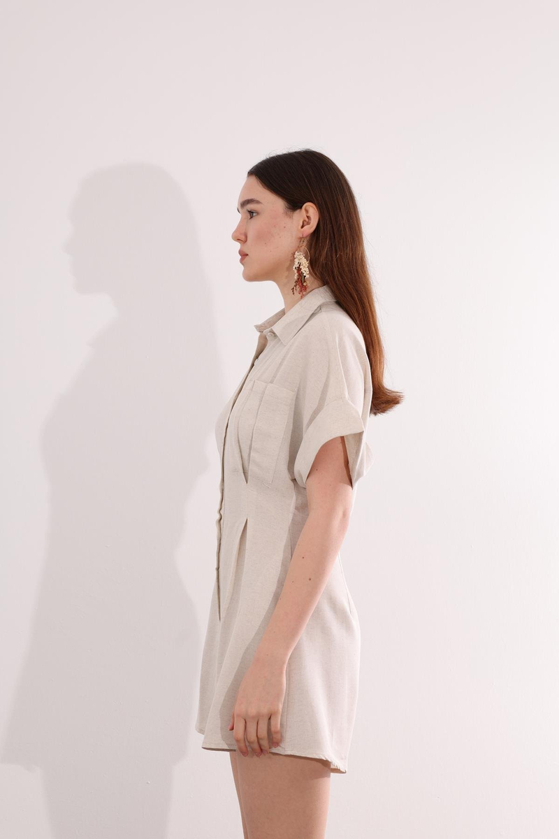 Taş Düğmeli Şort Tulum 