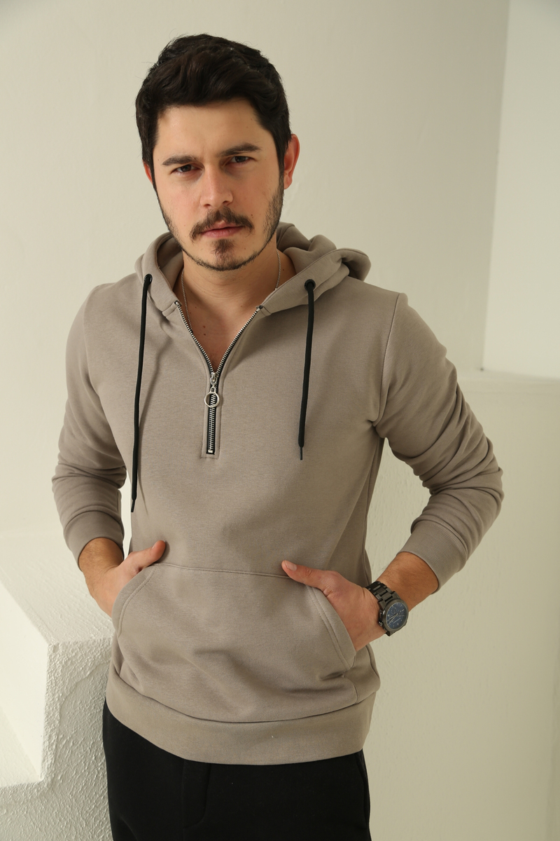 Taş Erkek Yarım Fermuarlı Sweatshirt 10143