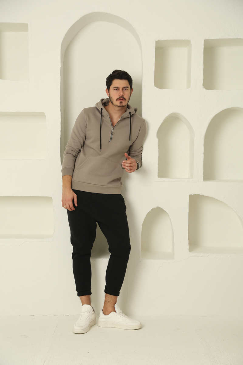 Taş Erkek Yarım Fermuarlı Sweatshirt 10143