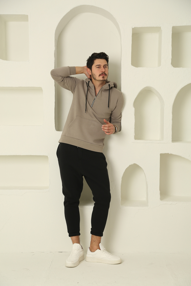 Taş Erkek Yarım Fermuarlı Sweatshirt 10143