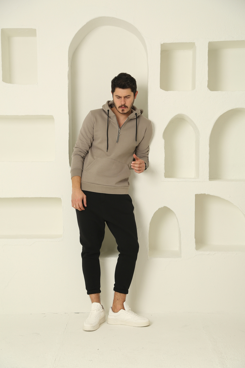 Taş Erkek Yarım Fermuarlı Sweatshirt 10143