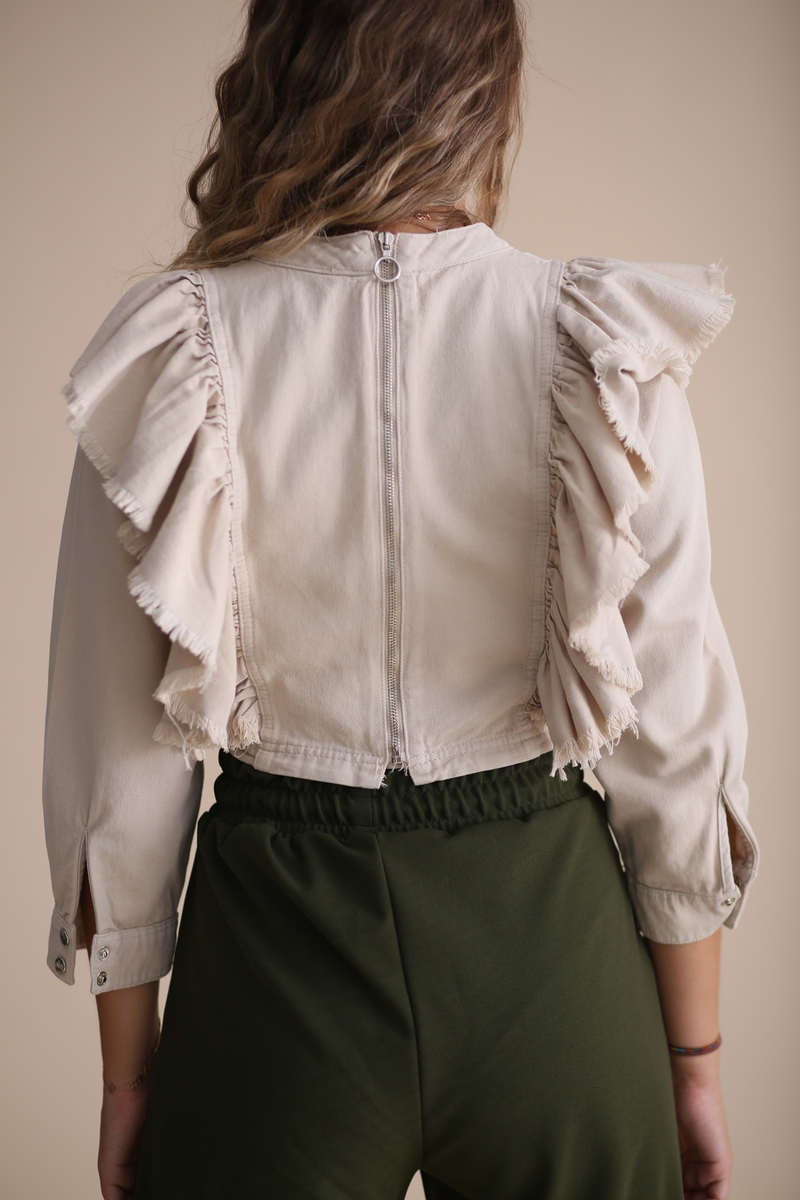 Taş Fırfır Detaylı Jean Bluz 2460