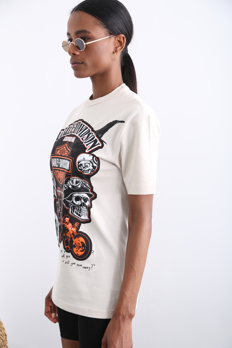 Taş Harley Davidson Baskılı Tshirt 