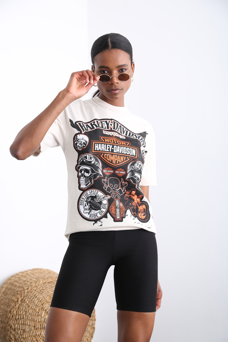 Taş Harley Davidson Baskılı Tshirt 