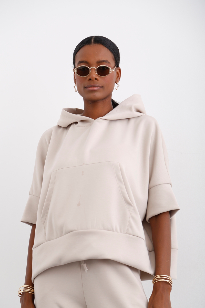 Taş Kapüşonlu Oversize Sweatshirt 26320