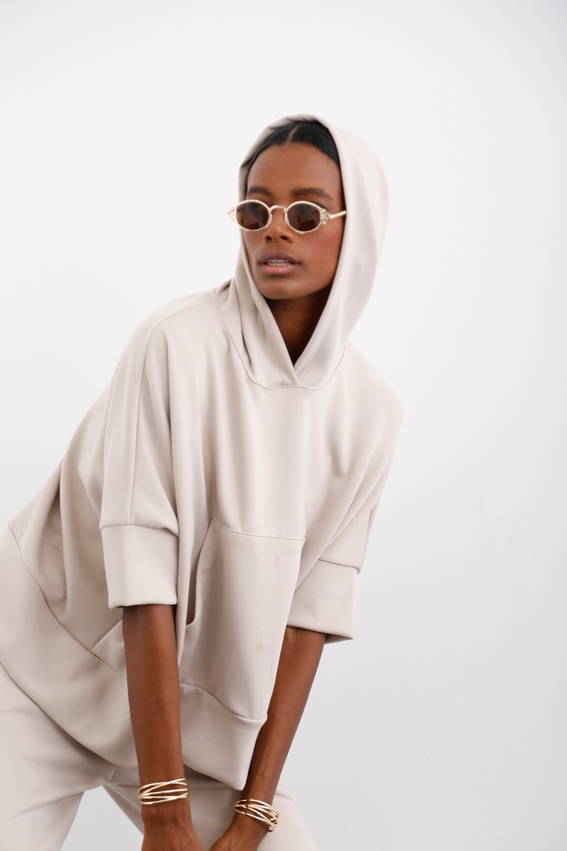 Taş Kapüşonlu Oversize Sweatshirt 26320