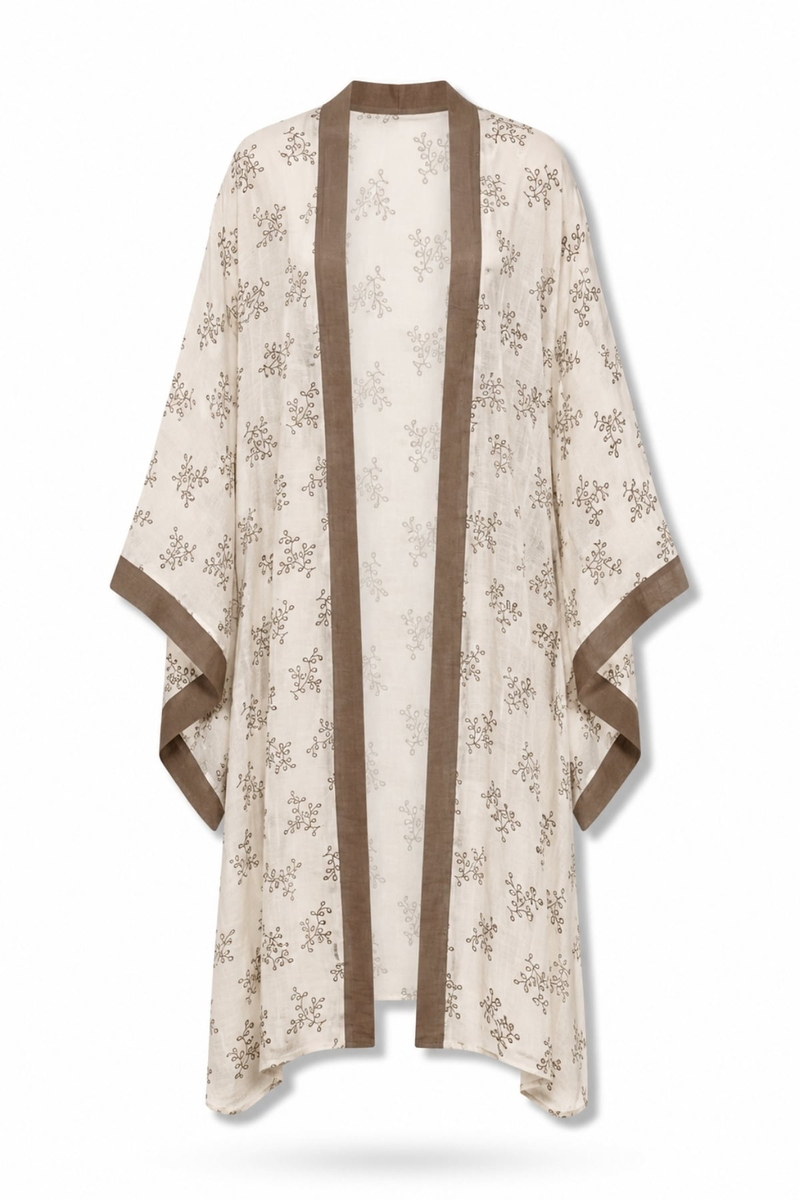 Taş Kuşaklı Nakış İşlemeli Kimono 5097