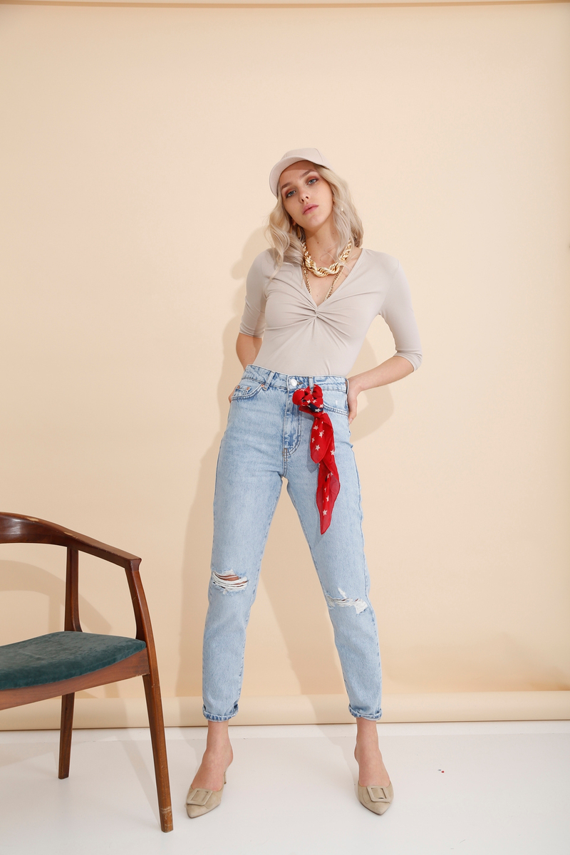 Taş Önü Düğümlü Bluz 4171