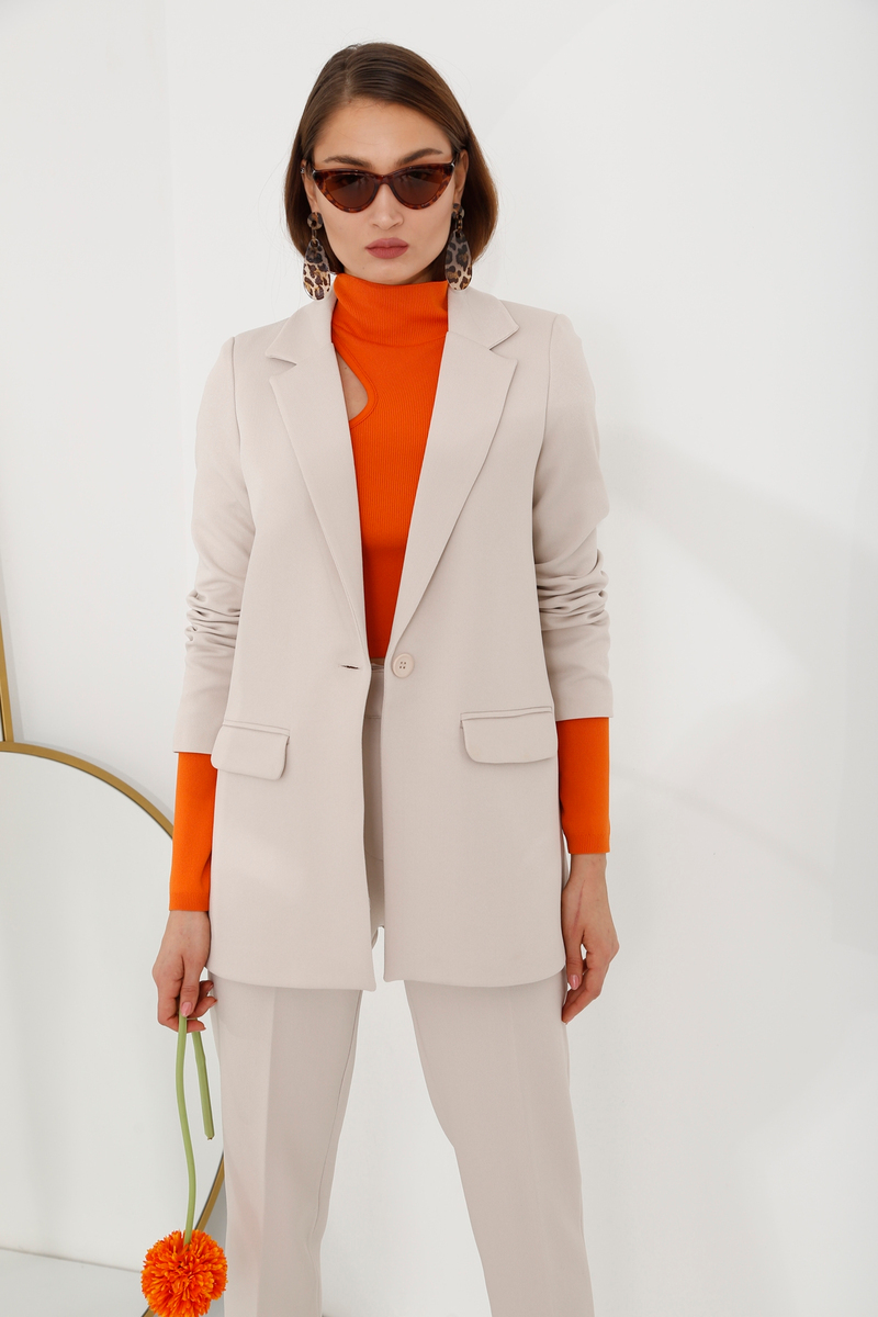 Taş Tek Düğme Blazer Ceket 