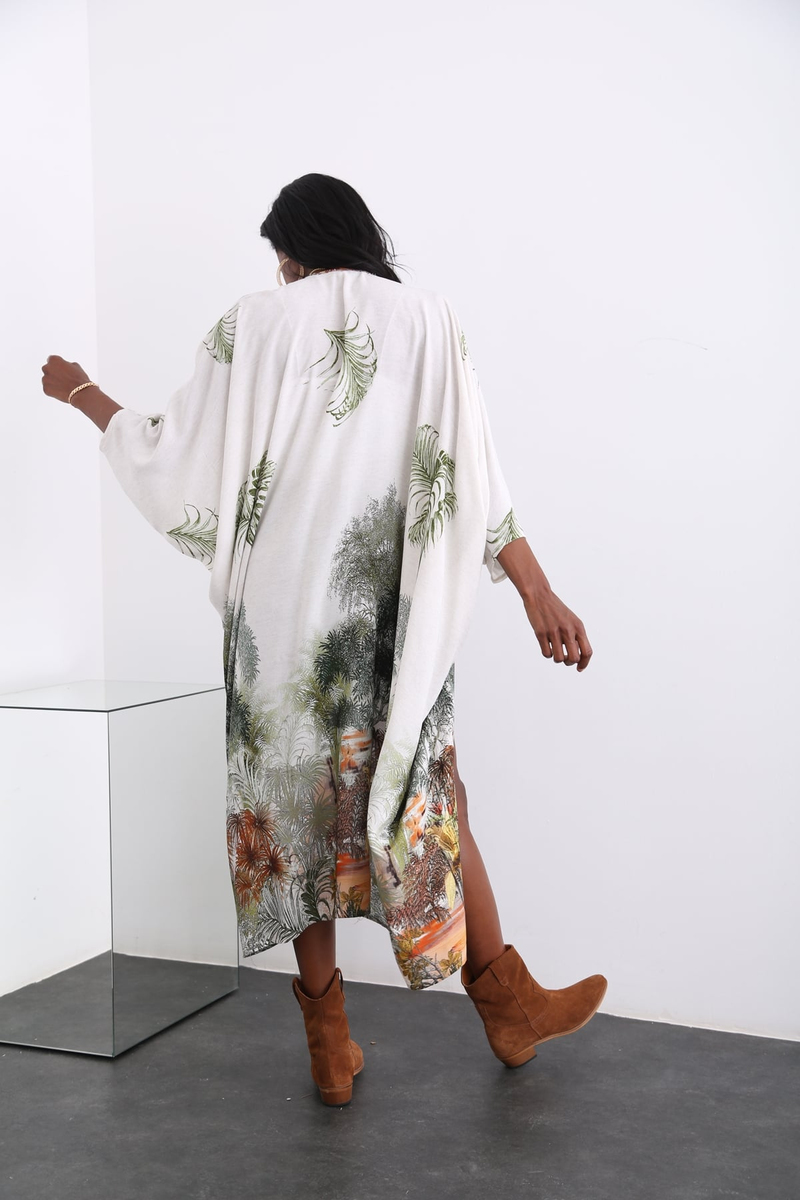 Taş Yarasa Kol Desenli Kimono 54022