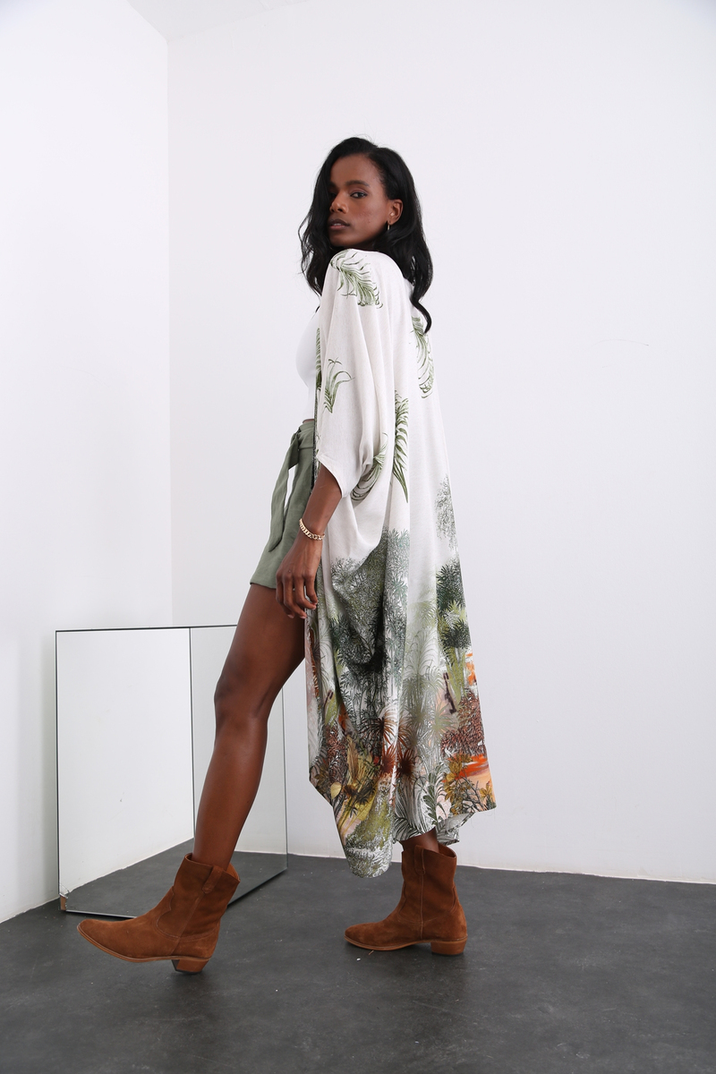 Taş Yarasa Kol Desenli Kimono 54022