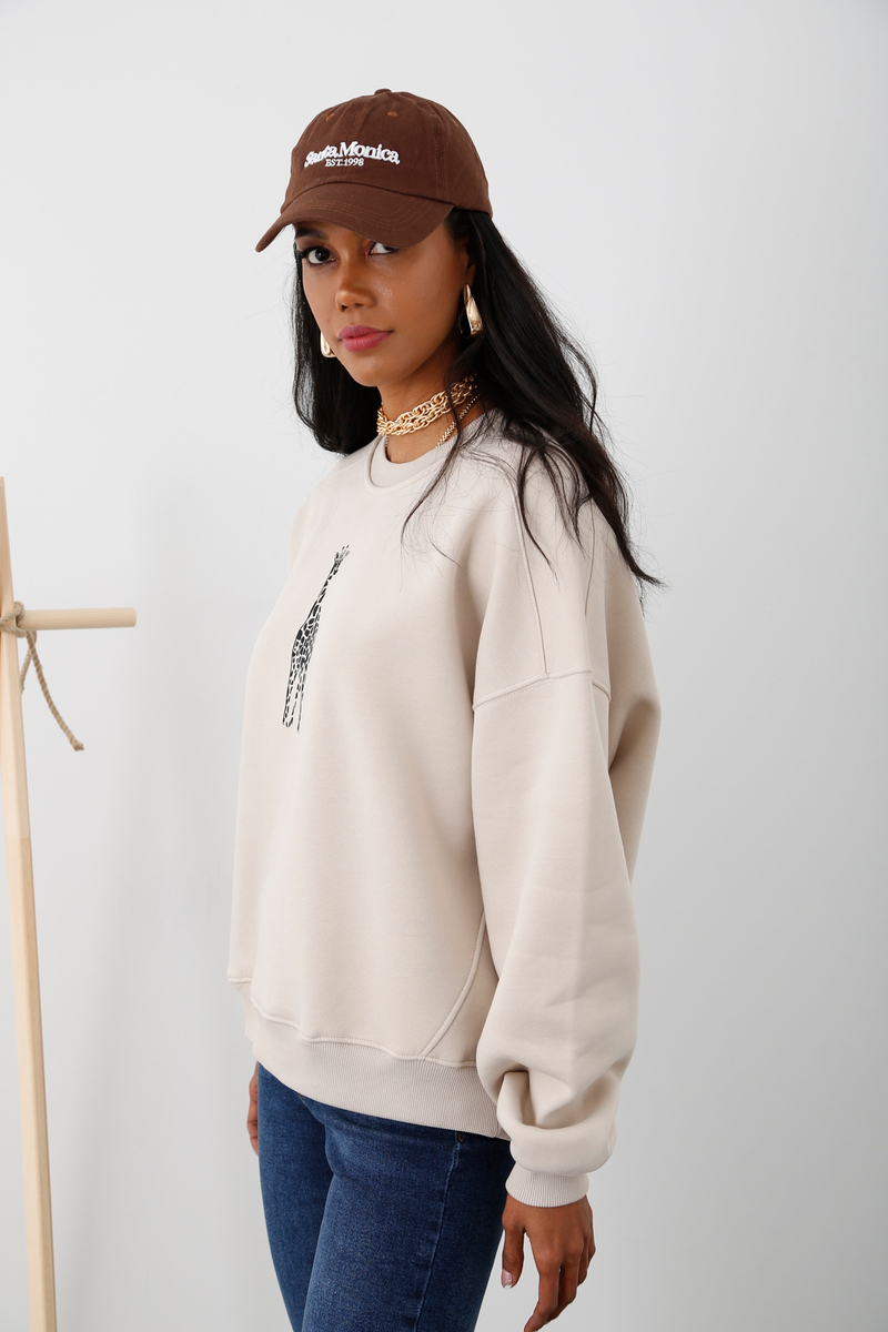 Taş Zürafa Baskılı Şardonlu Sweatshirt 225