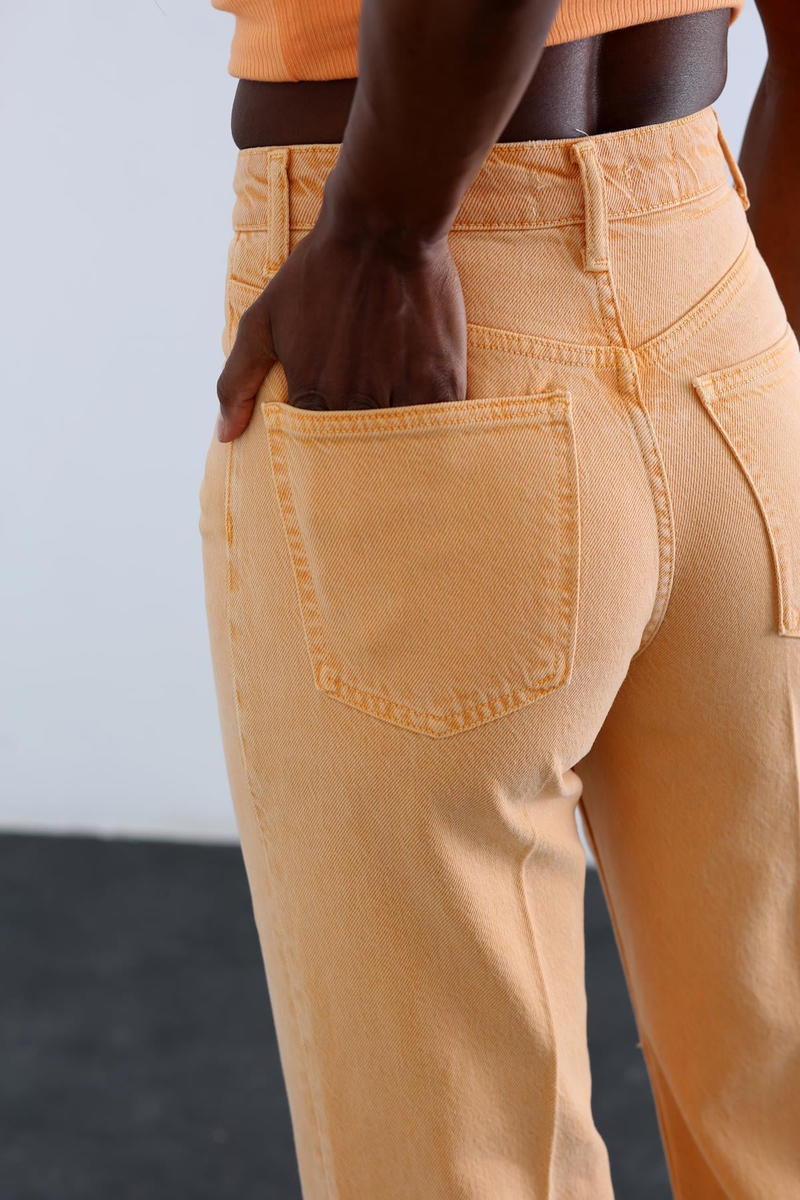 Turuncu Yüksek Bel Wide Leg Jean 