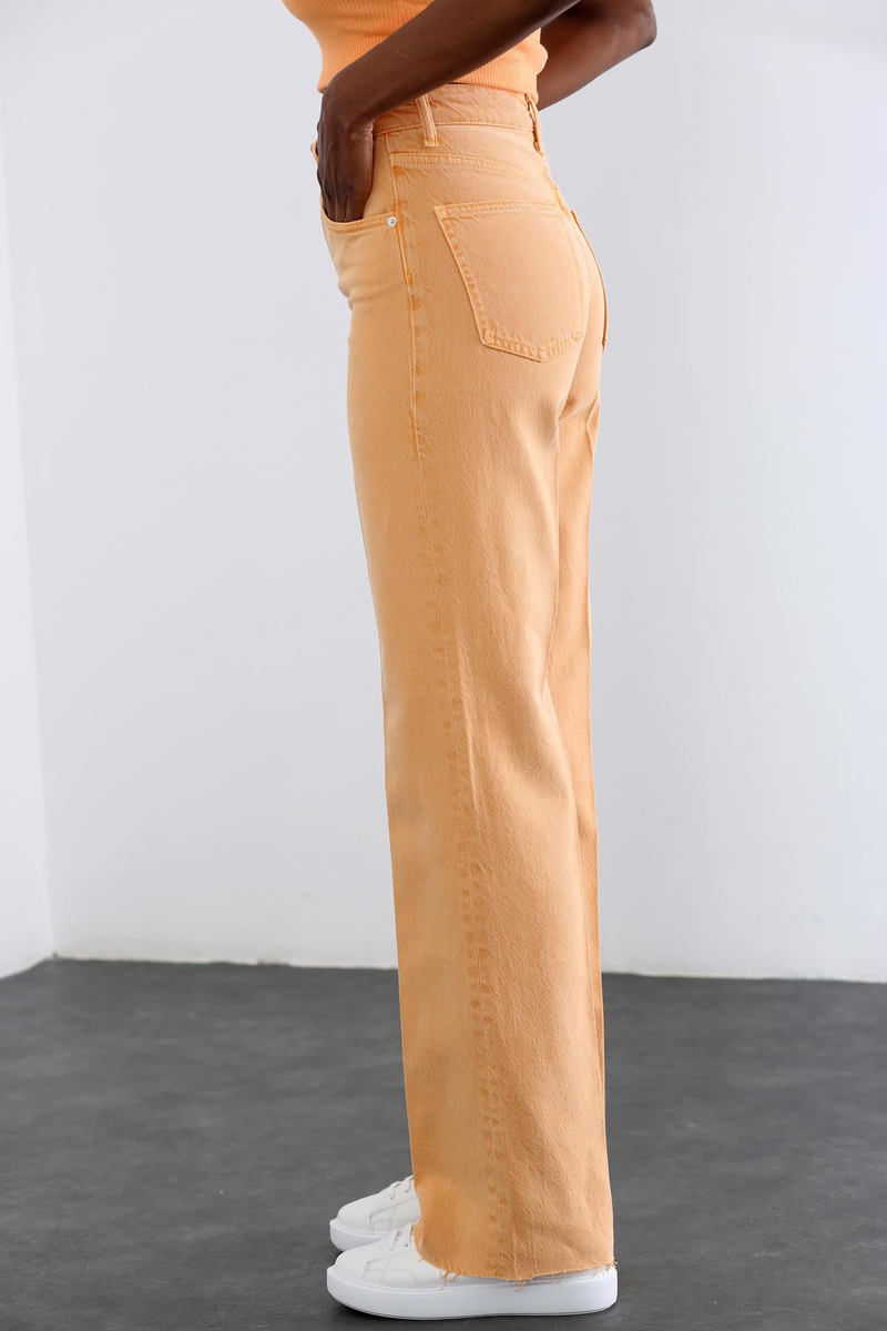 Turuncu Yüksek Bel Wide Leg Jean 
