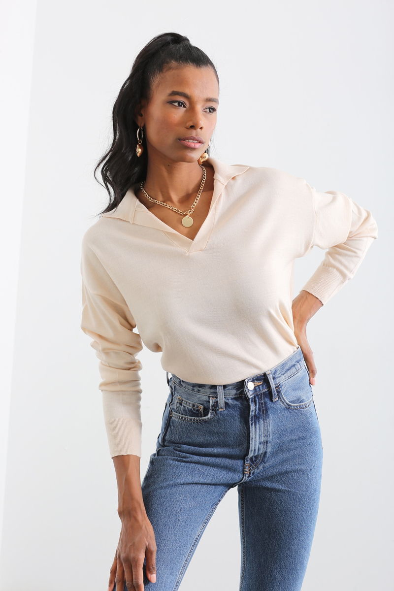Vanilya Polo Yaka Triko Kazak 210239
