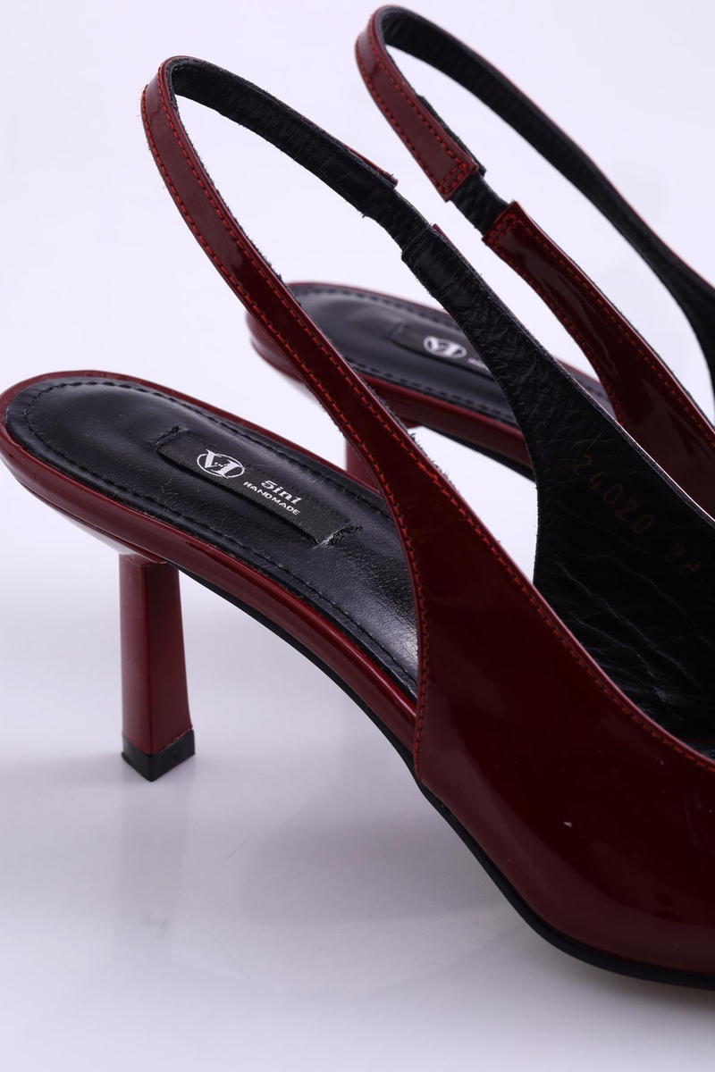 Vişne Sivri Burun Topuklu Slingback 