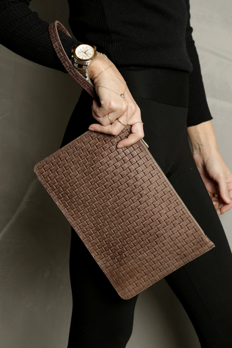 Vizon Askılı Deri Clutch