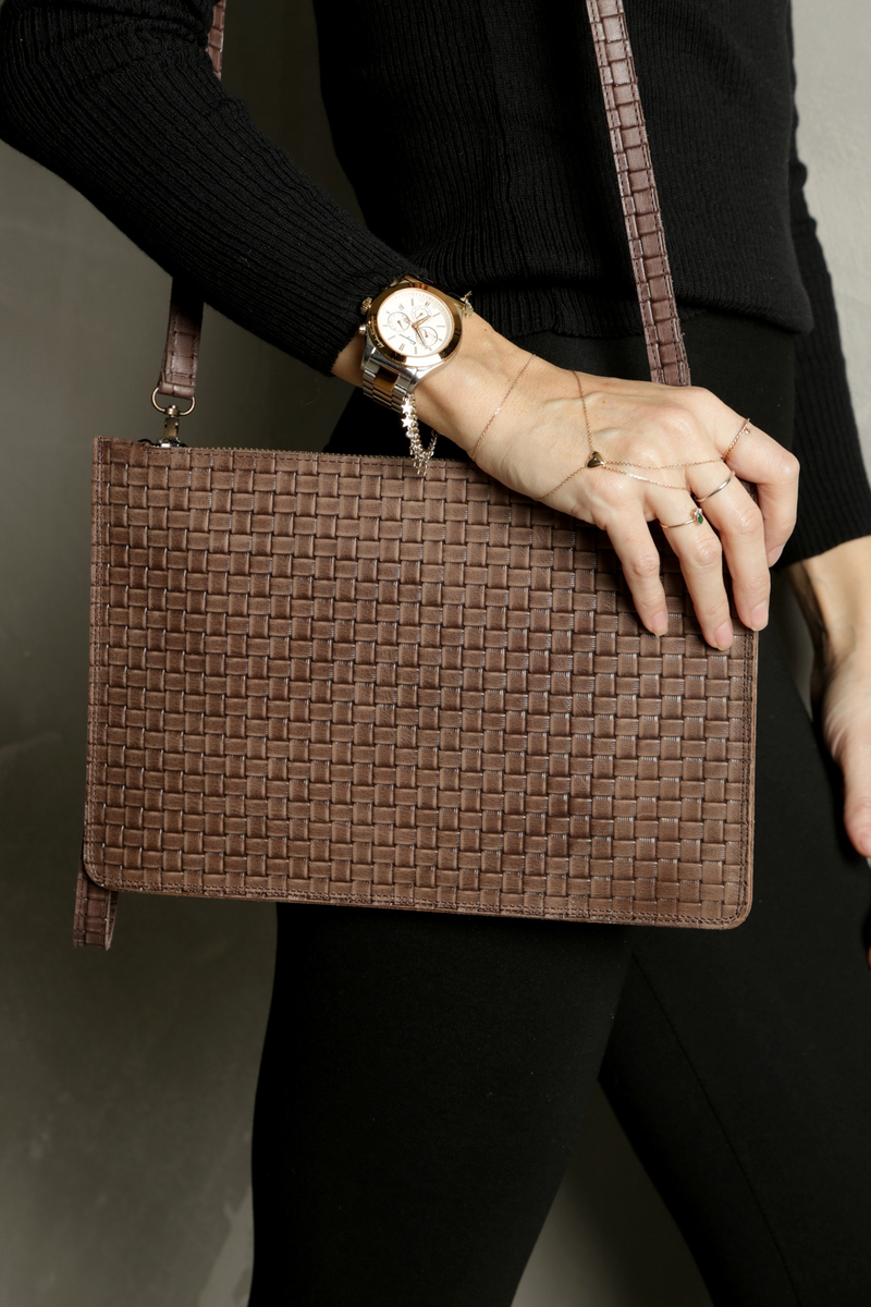 Vizon Askılı Deri Clutch