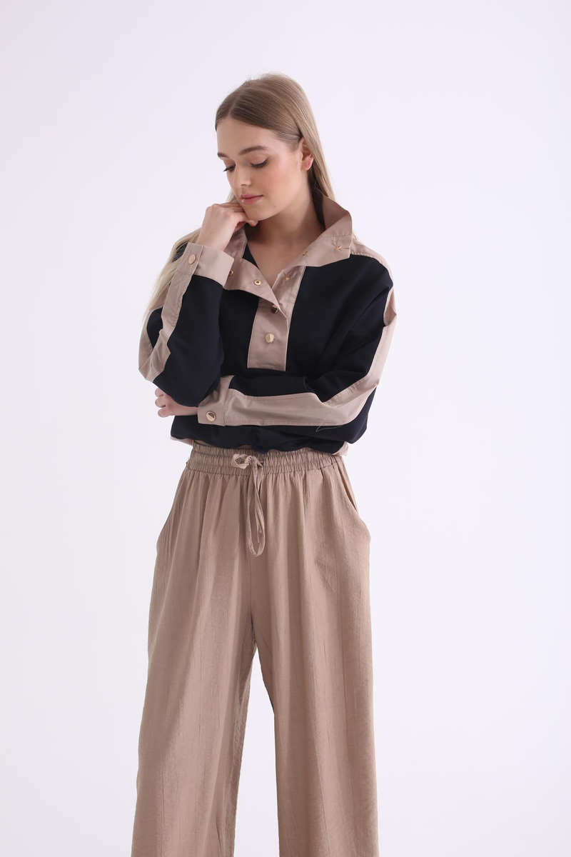 Vizon Beli Lastikli Bol Paça Pantolon 1151