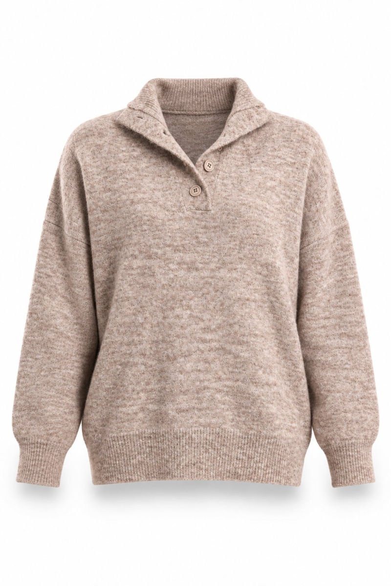 Vizon Dik Yaka Düğmeli Kazak 251361