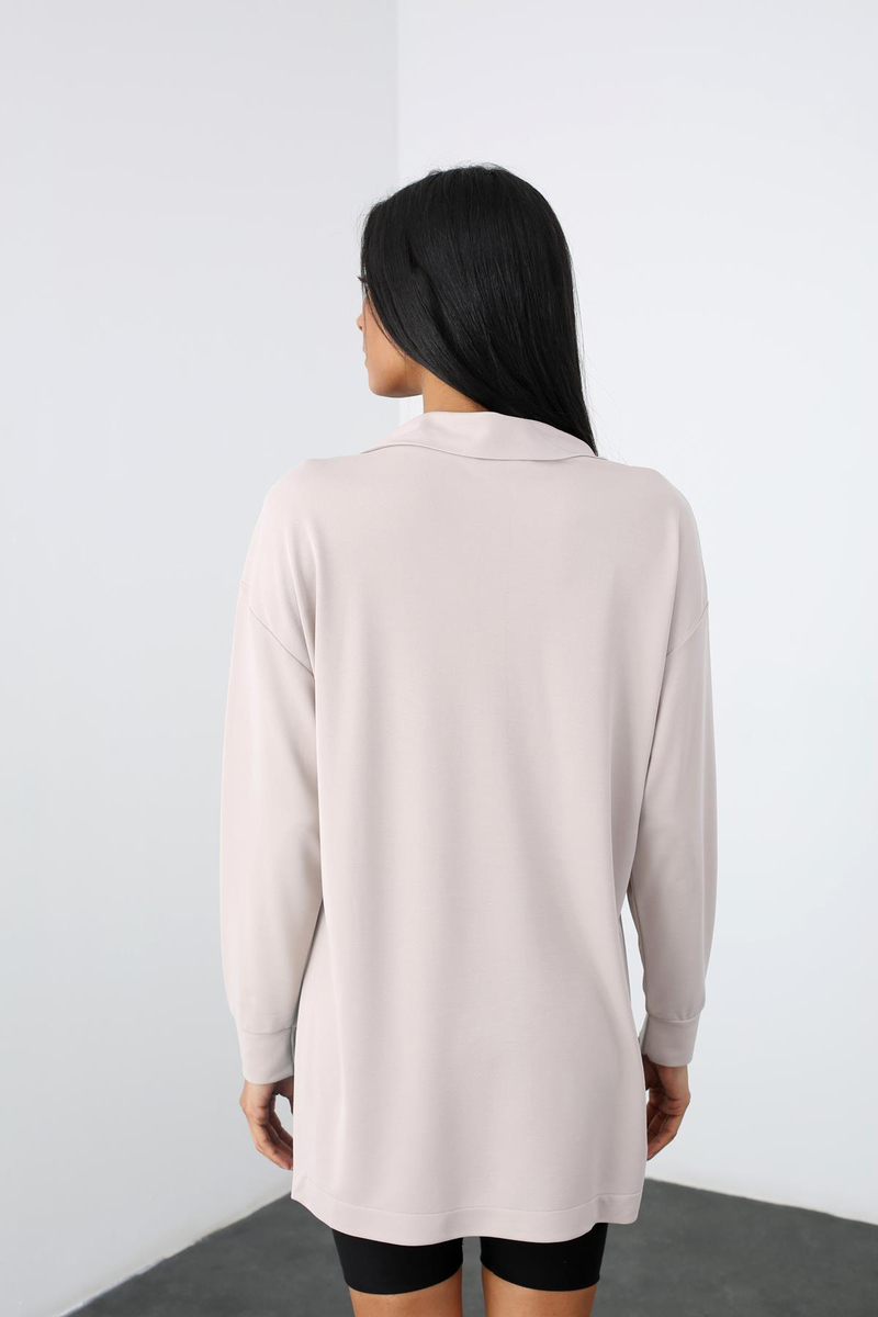 Vizon Fermuarlı Yanı Yırtmaçlı Sweatshirt 