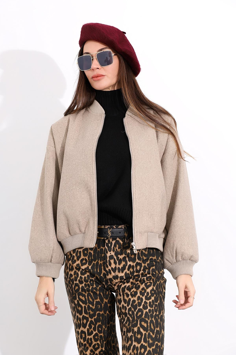 Vizon Kaşe Bomber Ceket 5086