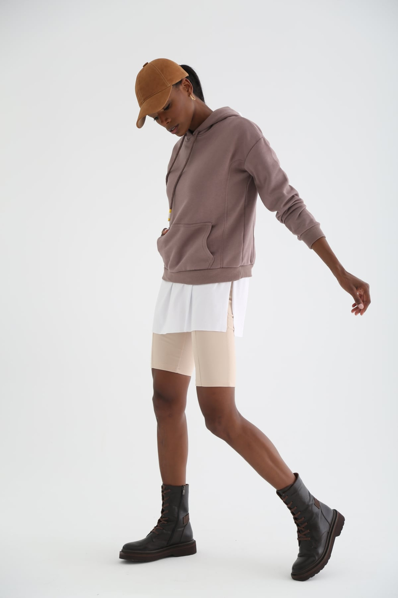 Vizon Şardonlu Kapüşonlu Sweatshirt 3294