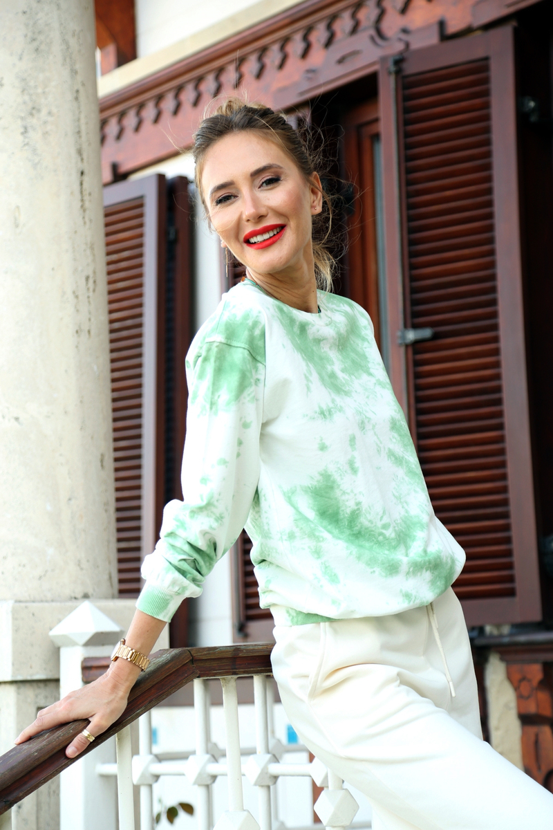 Yeşil Batik Desen Sweatshirt 7204