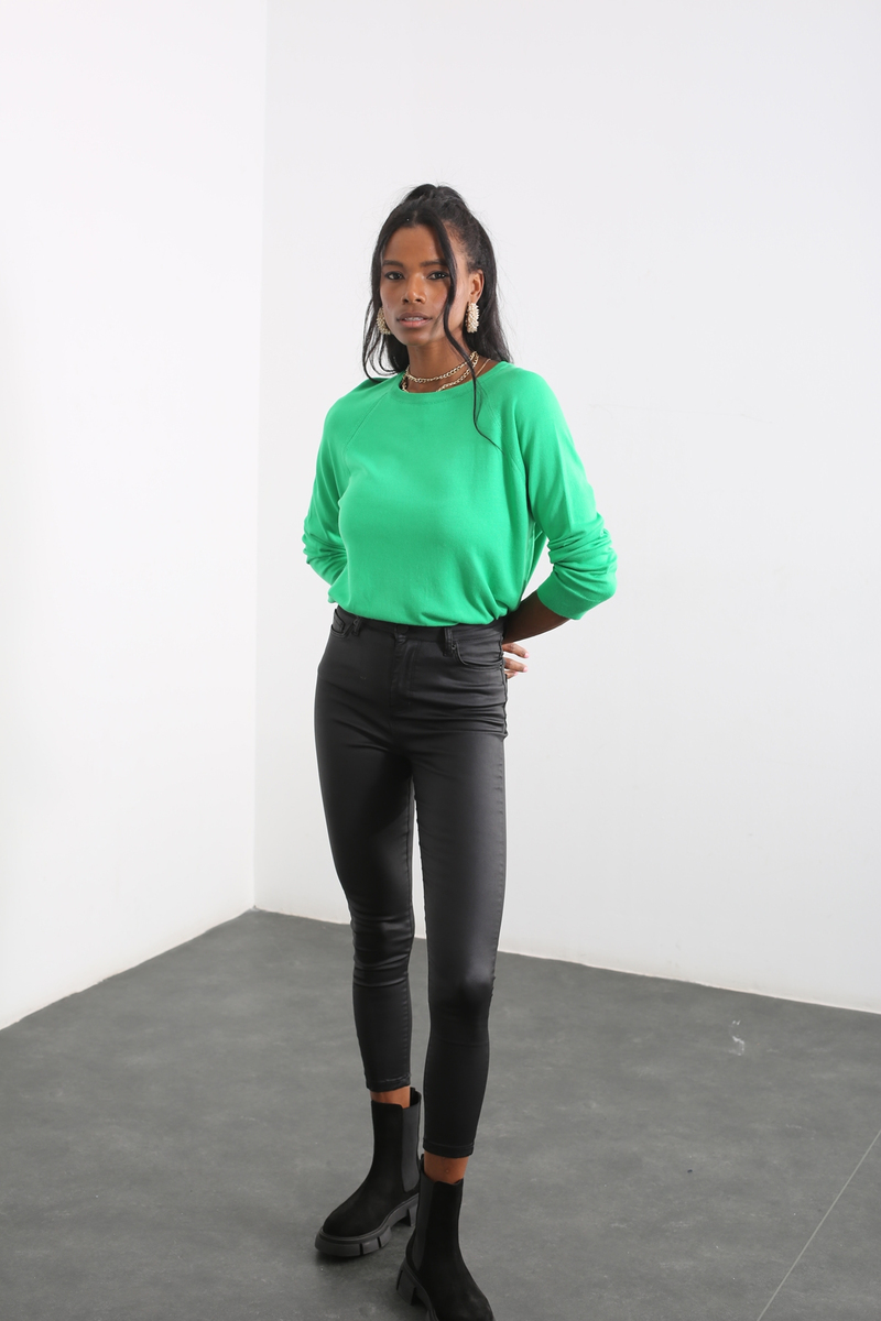 Yeşil Bisiklet Yaka Triko Kazak 151070