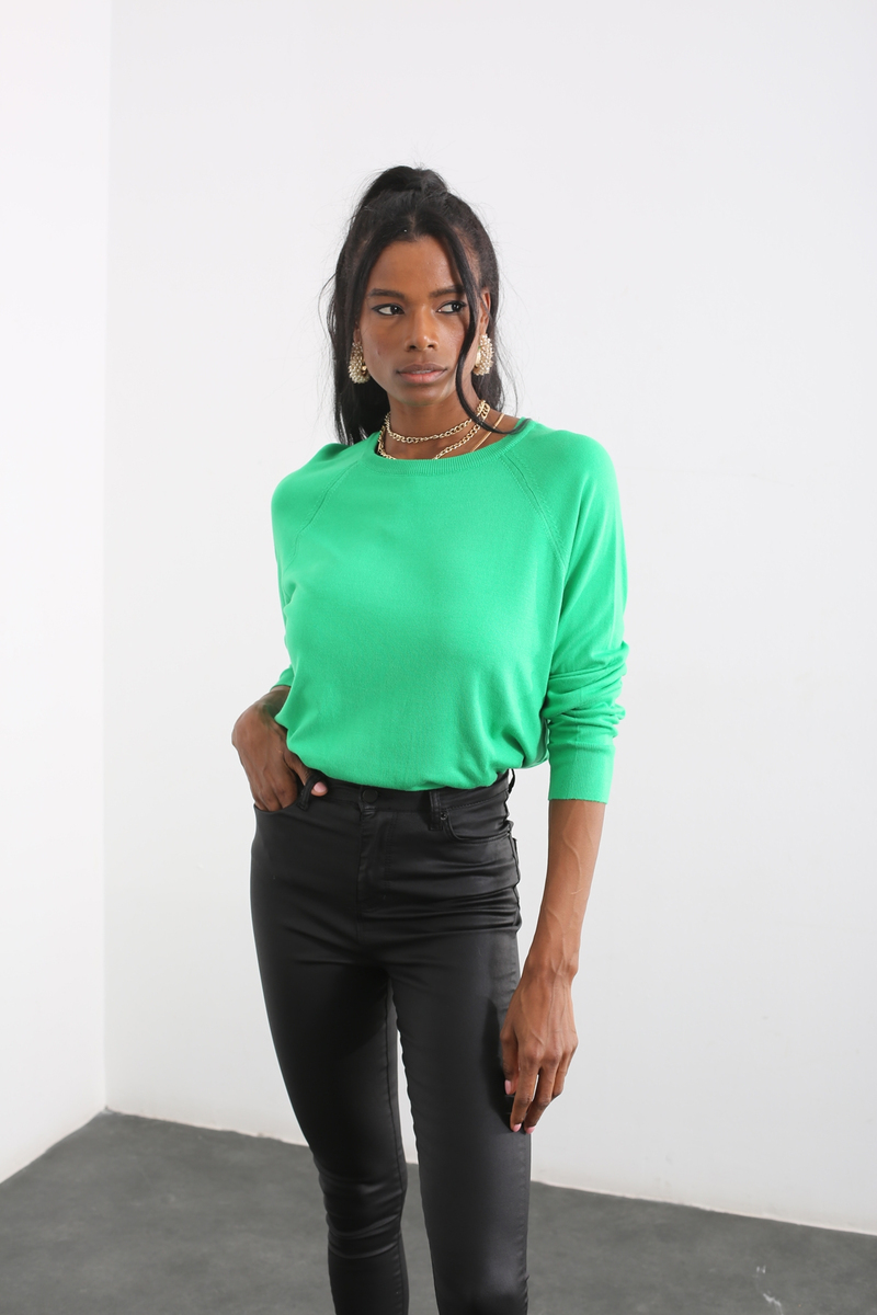 Yeşil Bisiklet Yaka Triko Kazak 151070