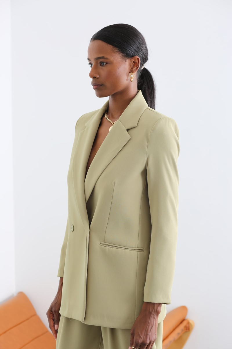 Yeşil Çift Düğmeli Blazer Ceket 