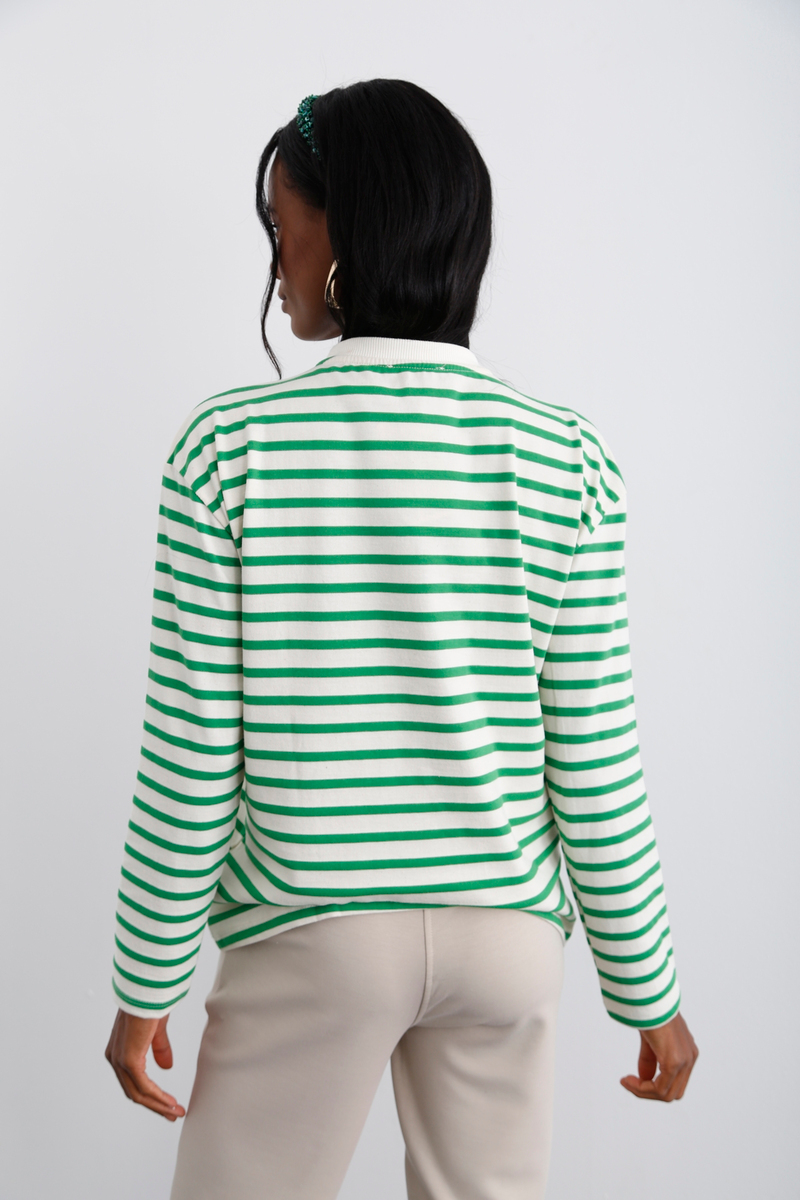 Yeşil Çizgili Sweatshirt 3551