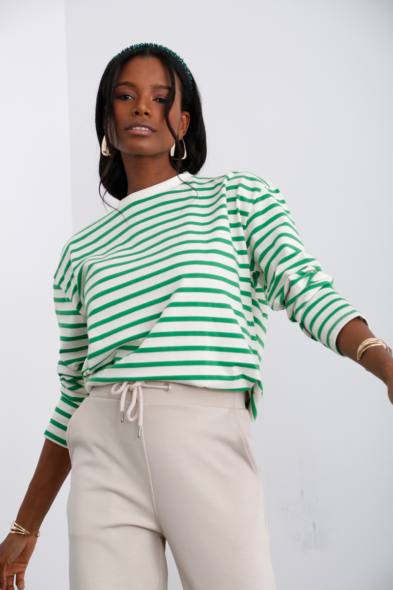 Yeşil Çizgili Sweatshirt 3551