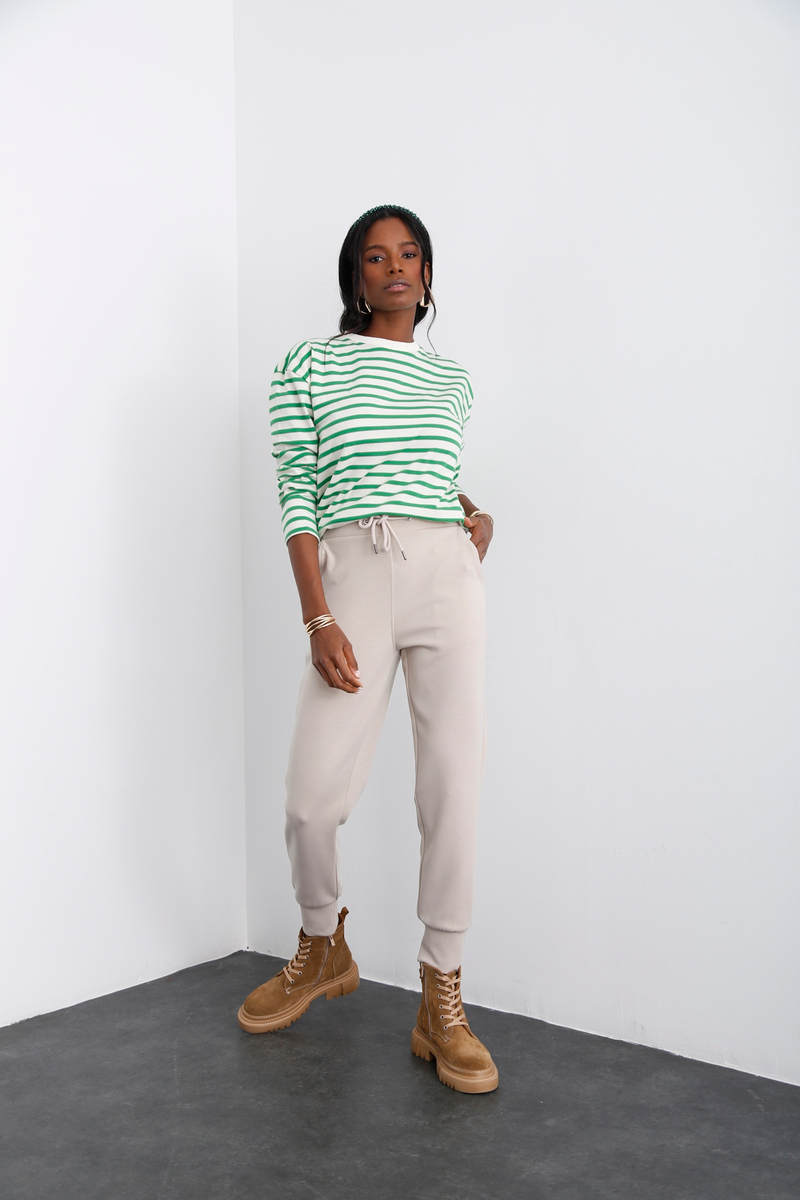Yeşil Çizgili Sweatshirt 3551
